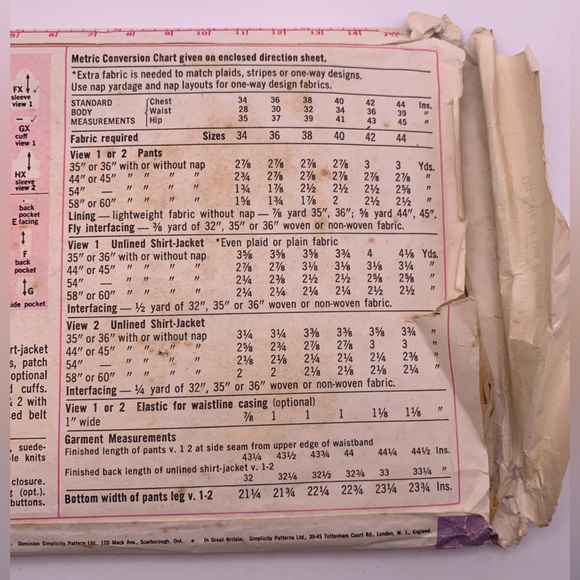 Vintage Simplicity Men’s Sewing Pattern - Picture 4 of 7